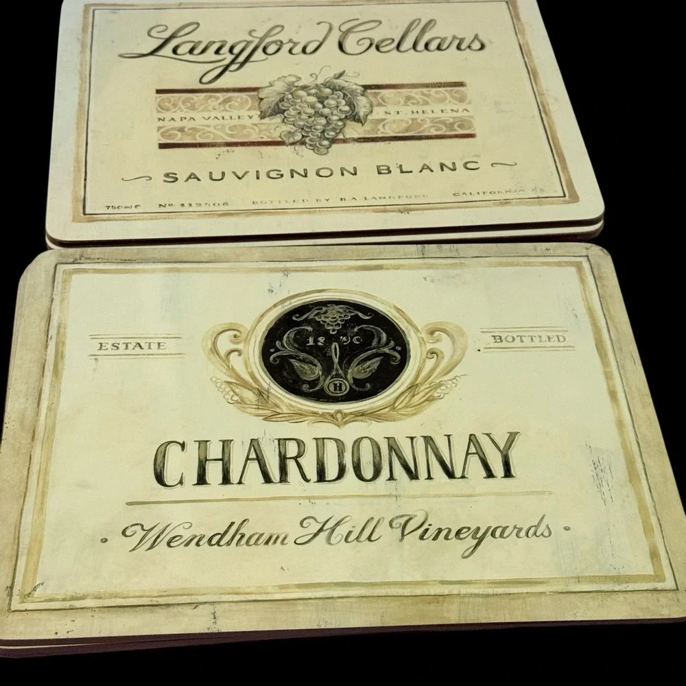 Set of 6 Wine Label Cork Backed Placemats‎ Vineyard Wine Kitchen Bar Décor 11x8